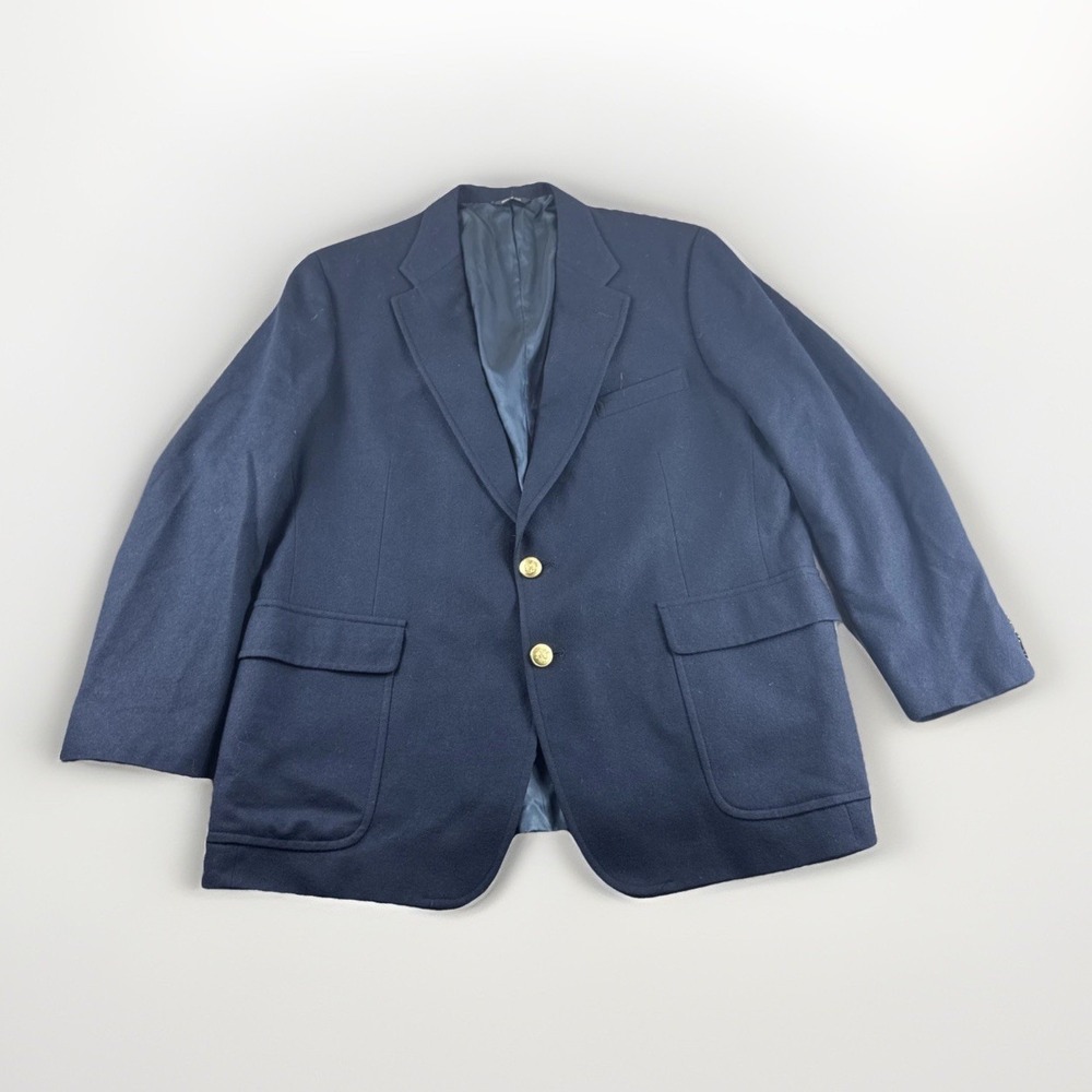 Vintage Chaps Ralph Lauren 100% Wool Blazer Mens 46R Blue Union Made in USA Coat